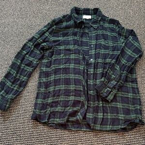 Super soft Green, navy, and Black Plaid Women's Button Down Shirt